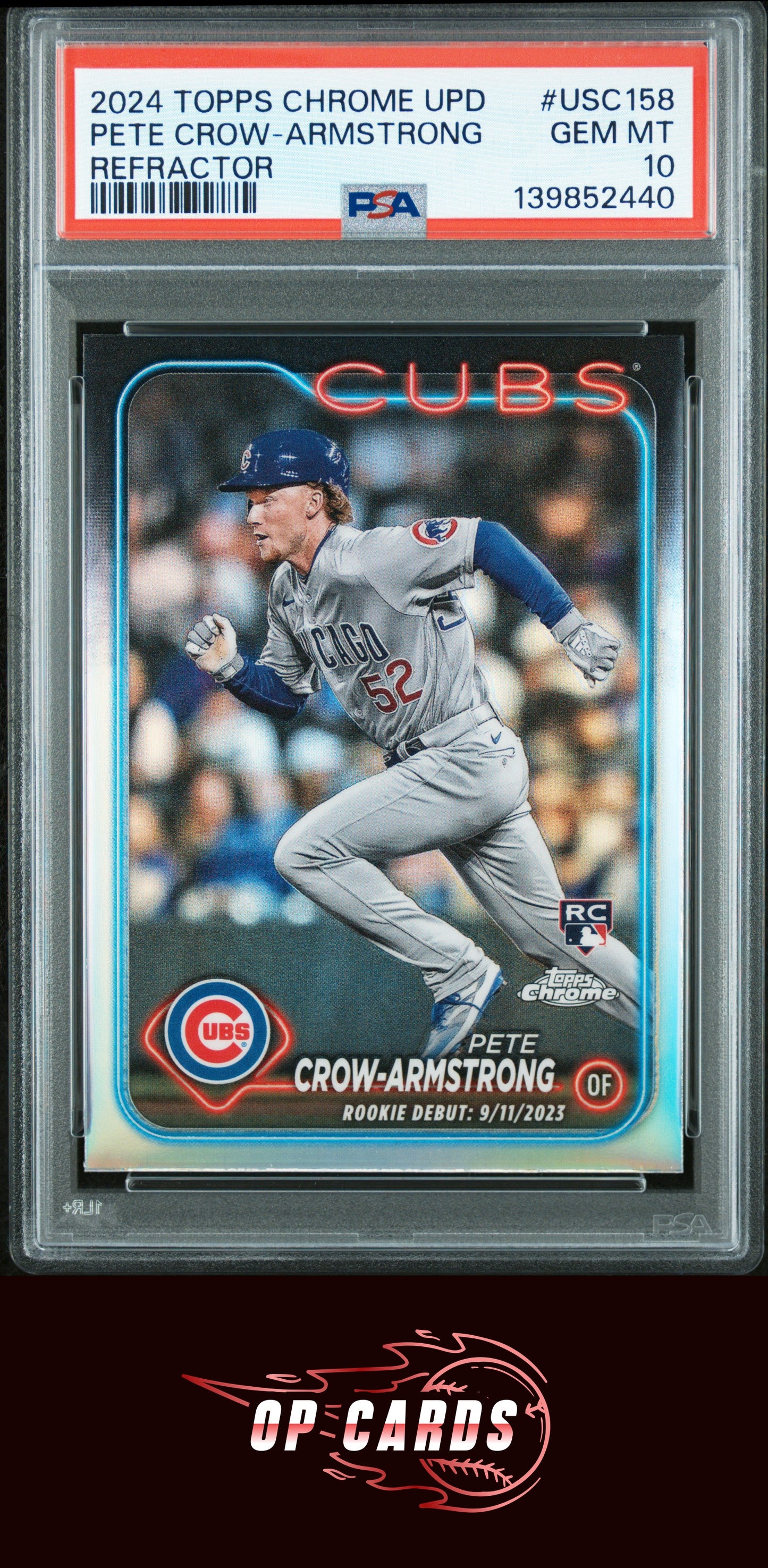 Pete Crow-Armstrong 2024 Topps Chrome Update #USC158 Refractor PSA 10