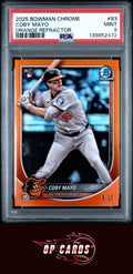 Coby Mayo 2025 Bowman Chrome #83 Orange Refractor PSA 9