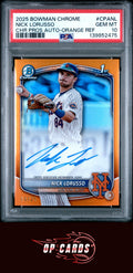 Nick Lorusso 2025 Bowman Chrome Prospect Autograph Orange Refractor /25 PSA 10