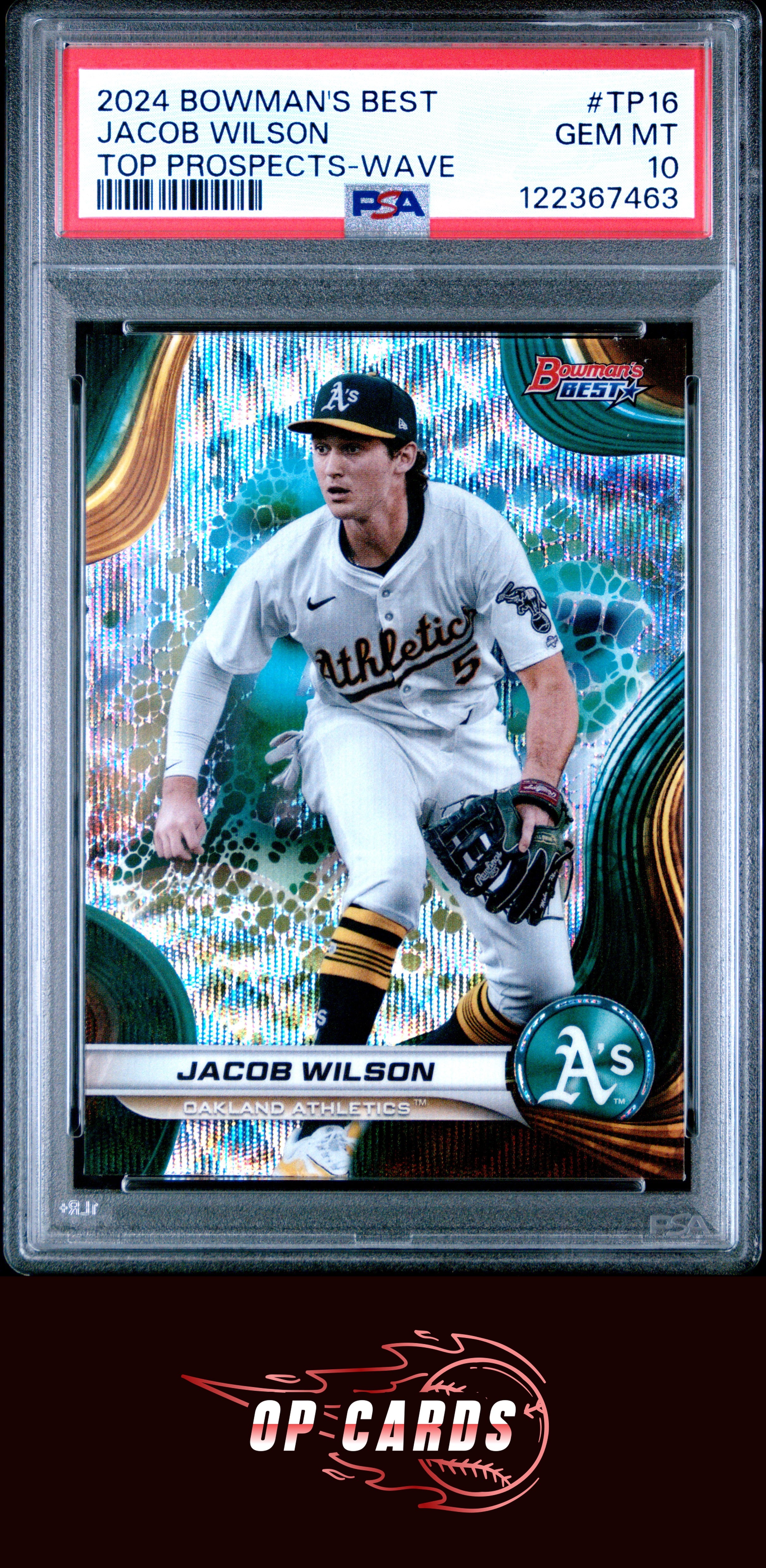 Jacob Wilson 2024 Bowman'S Best Top Prospects #TP16 Wave Refractor PSA 10