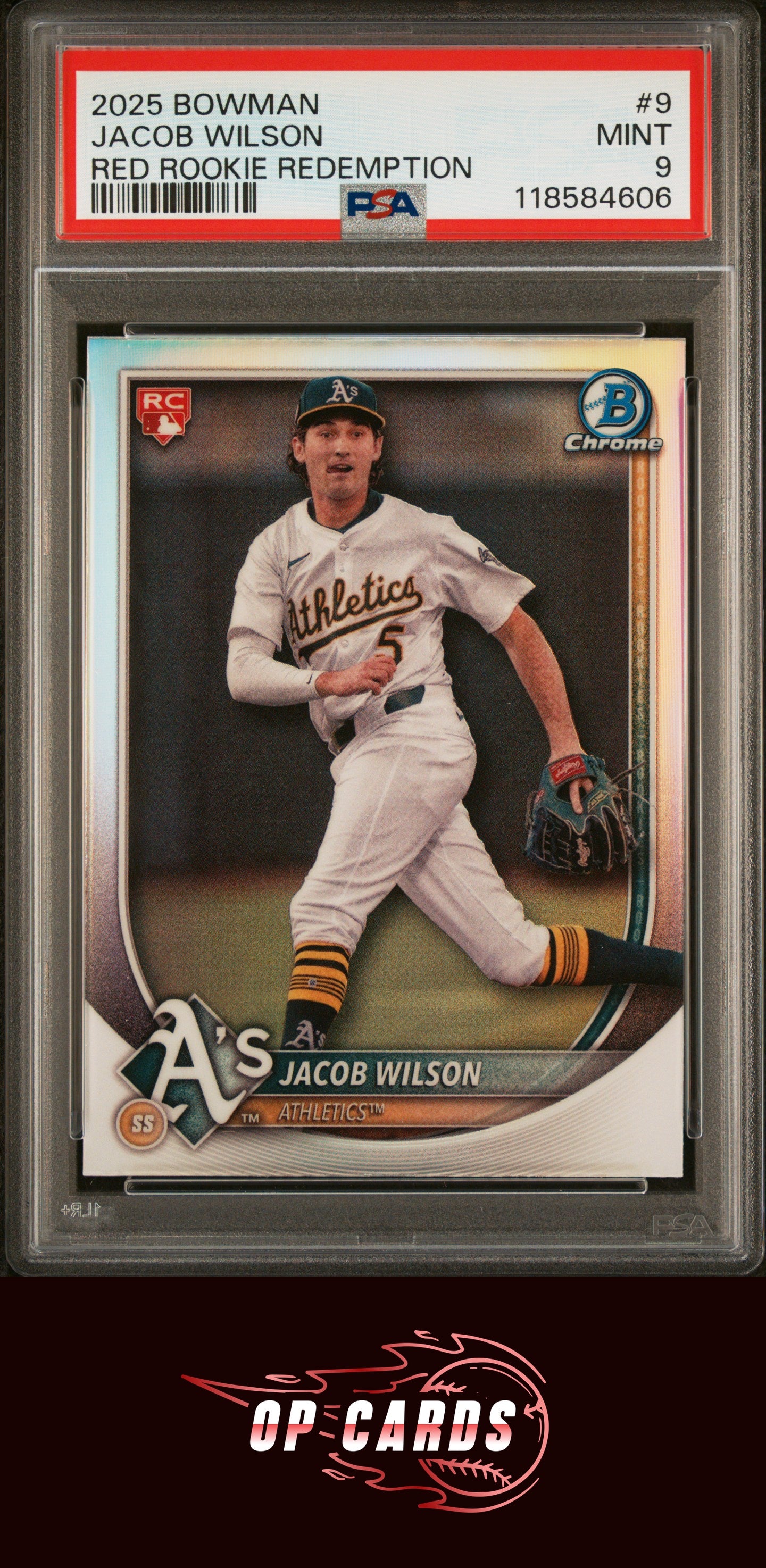 Jacob Wilson 2025 Bowman #9 Red Rookie Redemption PSA 9