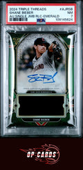 Shane Bieber 2024 Topps Triple Threads Autograph Relic #AJRSB Emerald /50 PSA 7