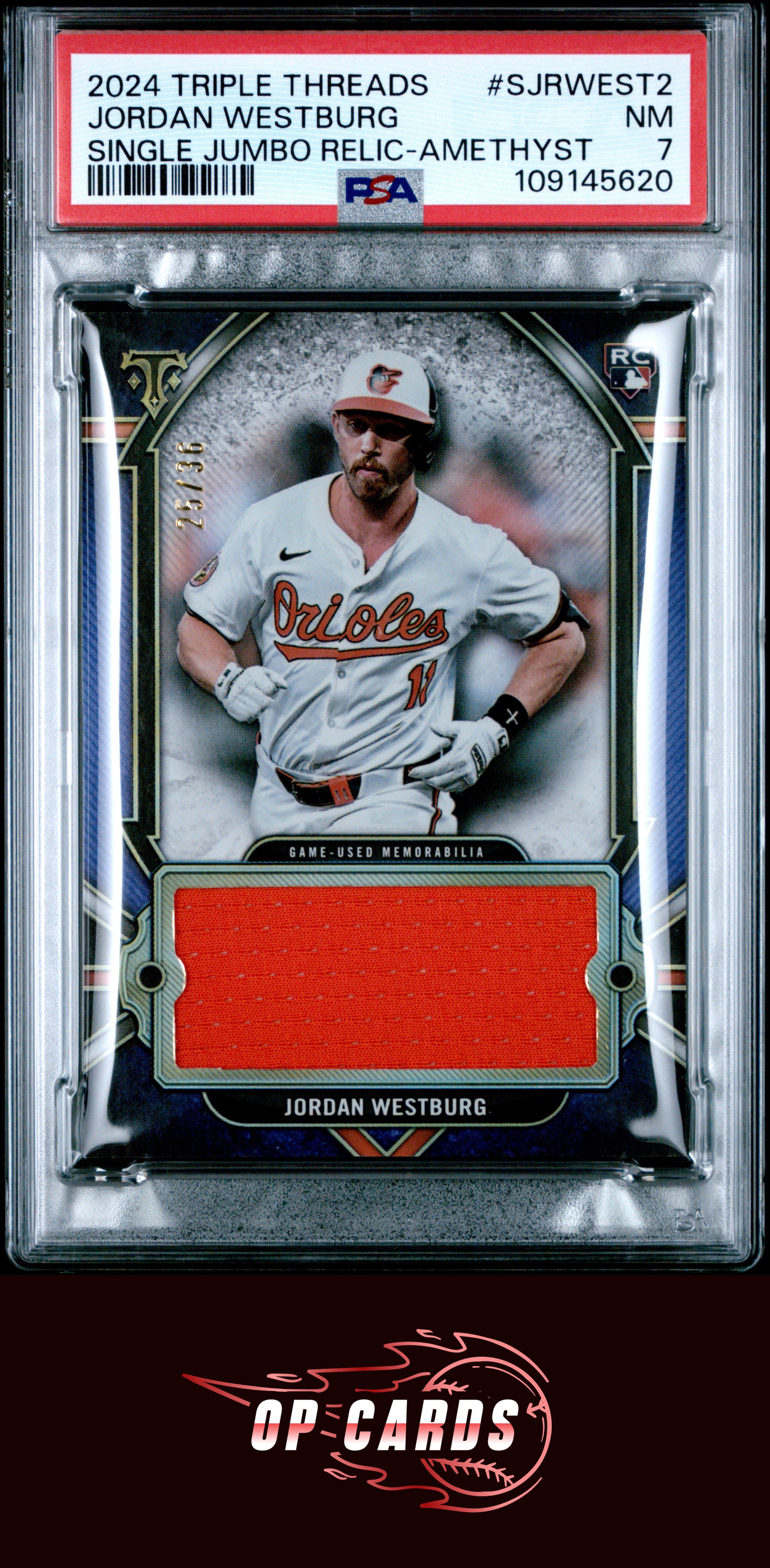 Jordan Westburg 2024 Topps Triple Threads Relic #SJRWEST2 Amethyst /36 PSA 7