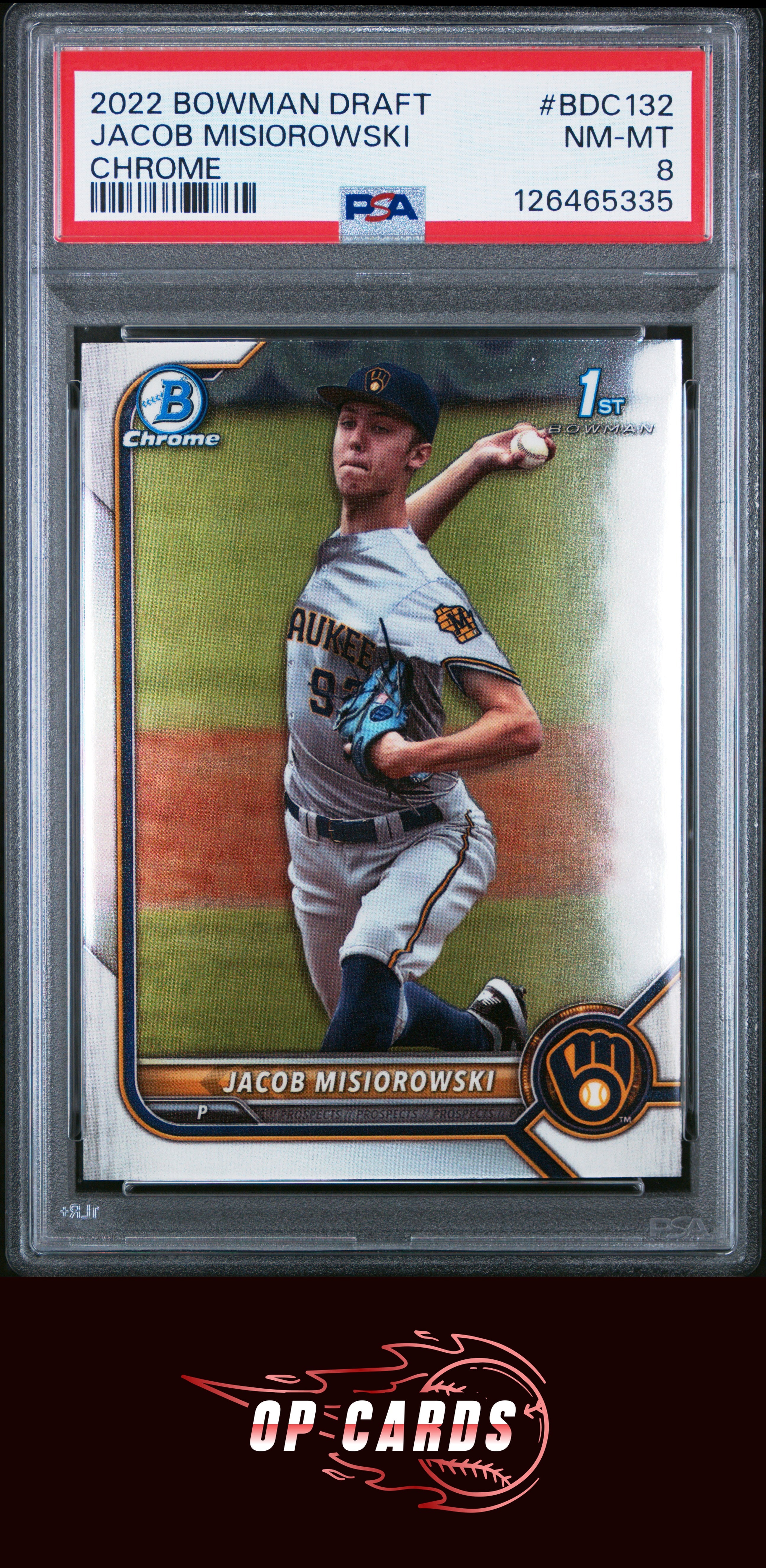 Jacob Misiorowski 2022 Bowman Draft #BDC132 Chrome PSA 8