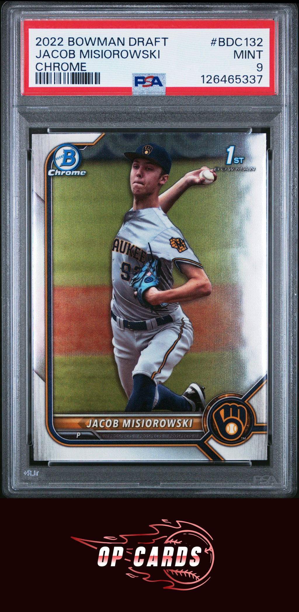 Jacob Misiorowski 2022 Bowman Draft #BDC132 Chrome PSA 9