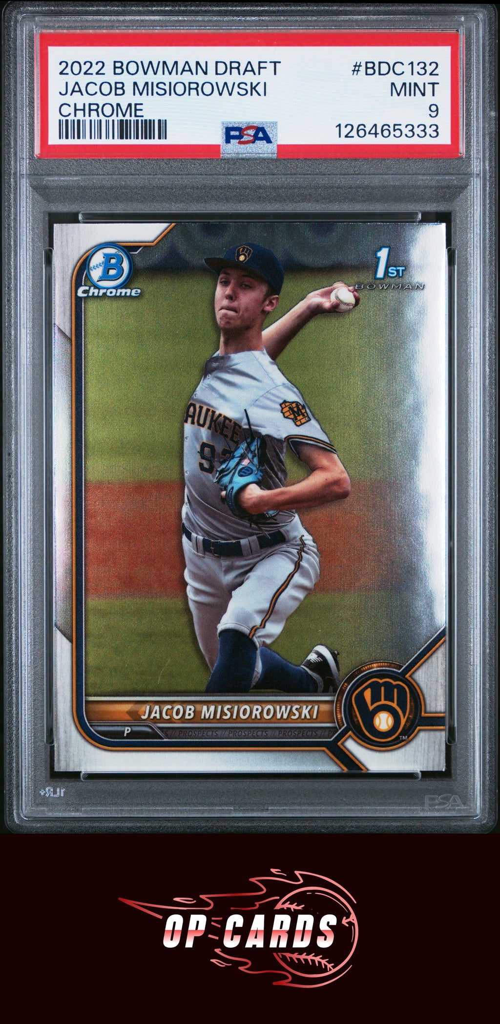 Jacob Misiorowski 2022 Bowman Draft #BDC132 Chrome PSA 9