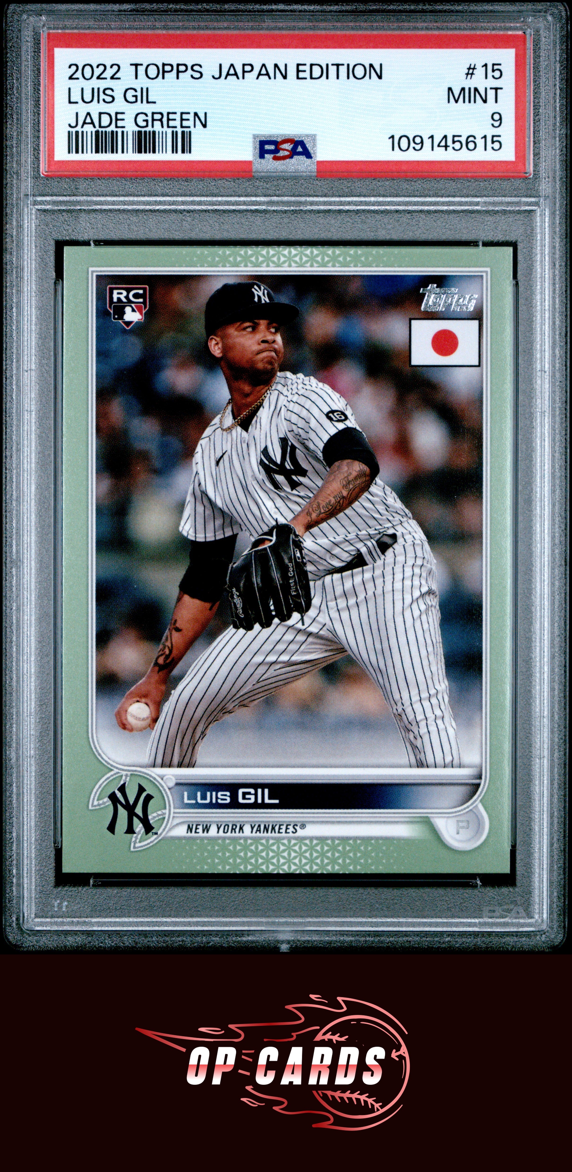 Luis Gil 2022 Topps Japan Edition #15 Jade Green PSA 9