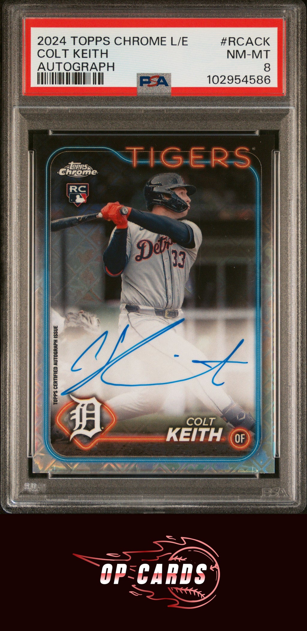 Colt Keith 2024 Topps Chrome Logofractor Refractor Autograph PSA 8