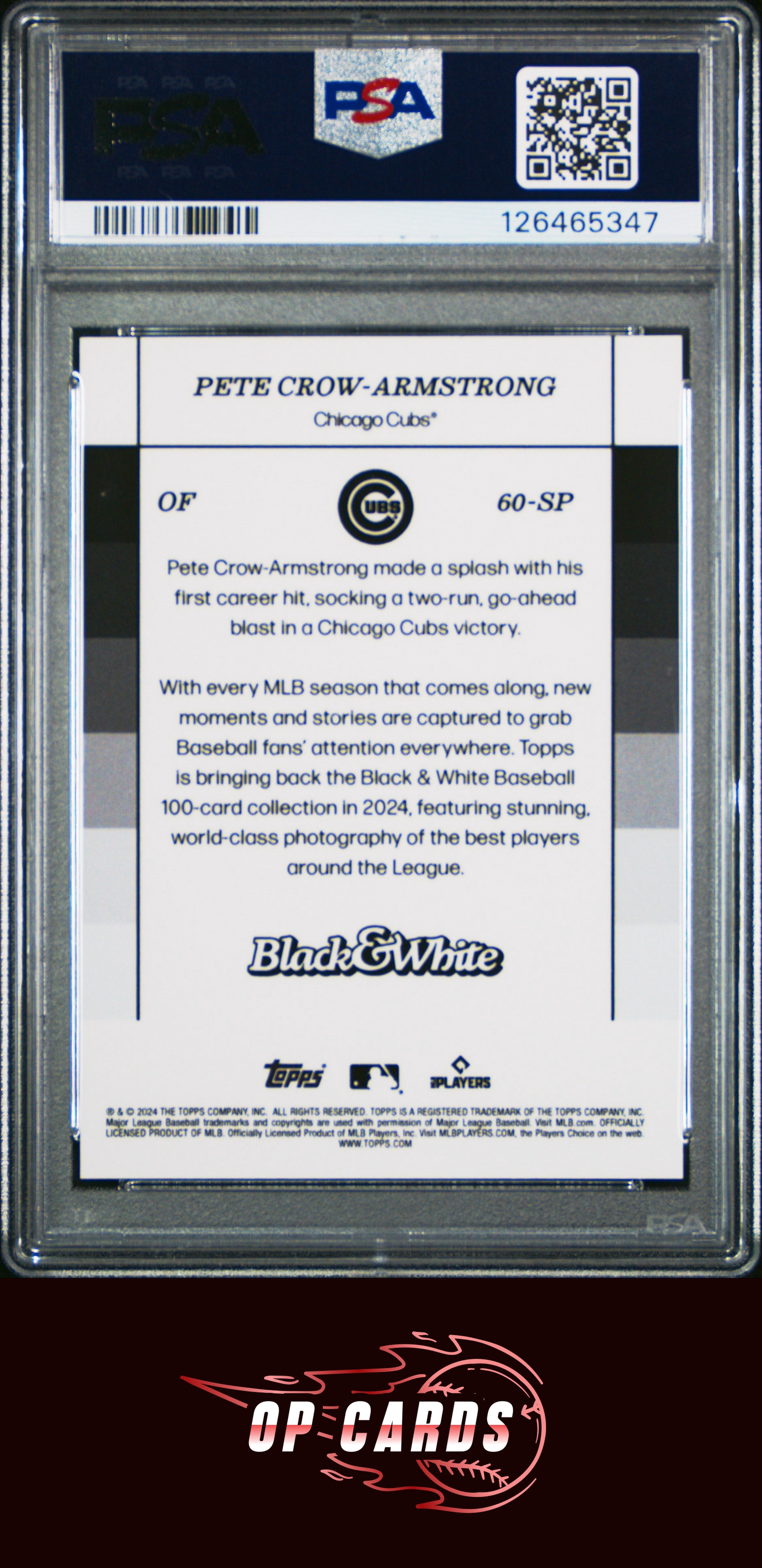 Pete Crow-Armstrong 2024 Topps Black And White #60SP Variation-Sp PSA 10