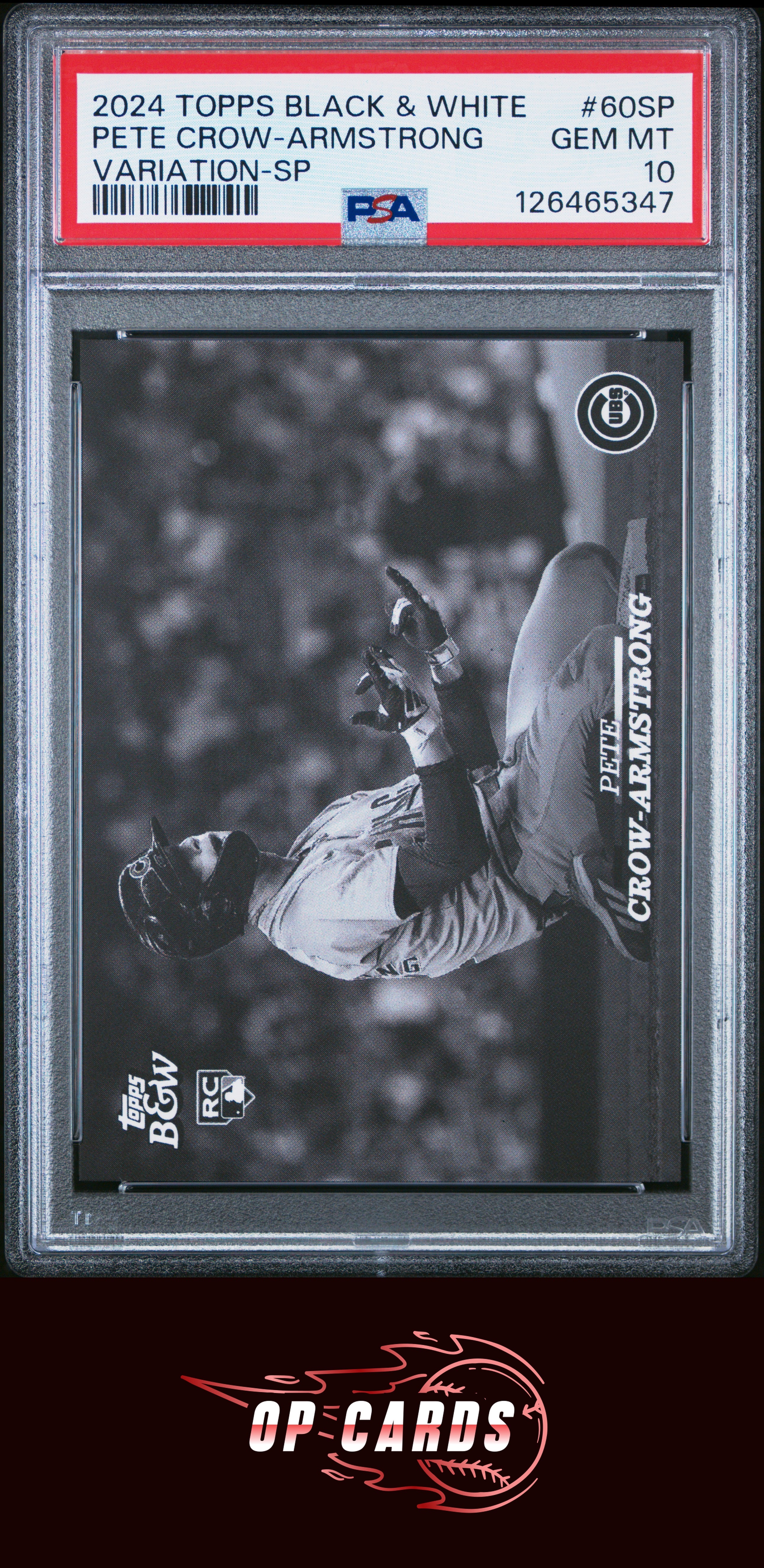 Pete Crow-Armstrong 2024 Topps Black And White #60SP Variation-Sp PSA 10