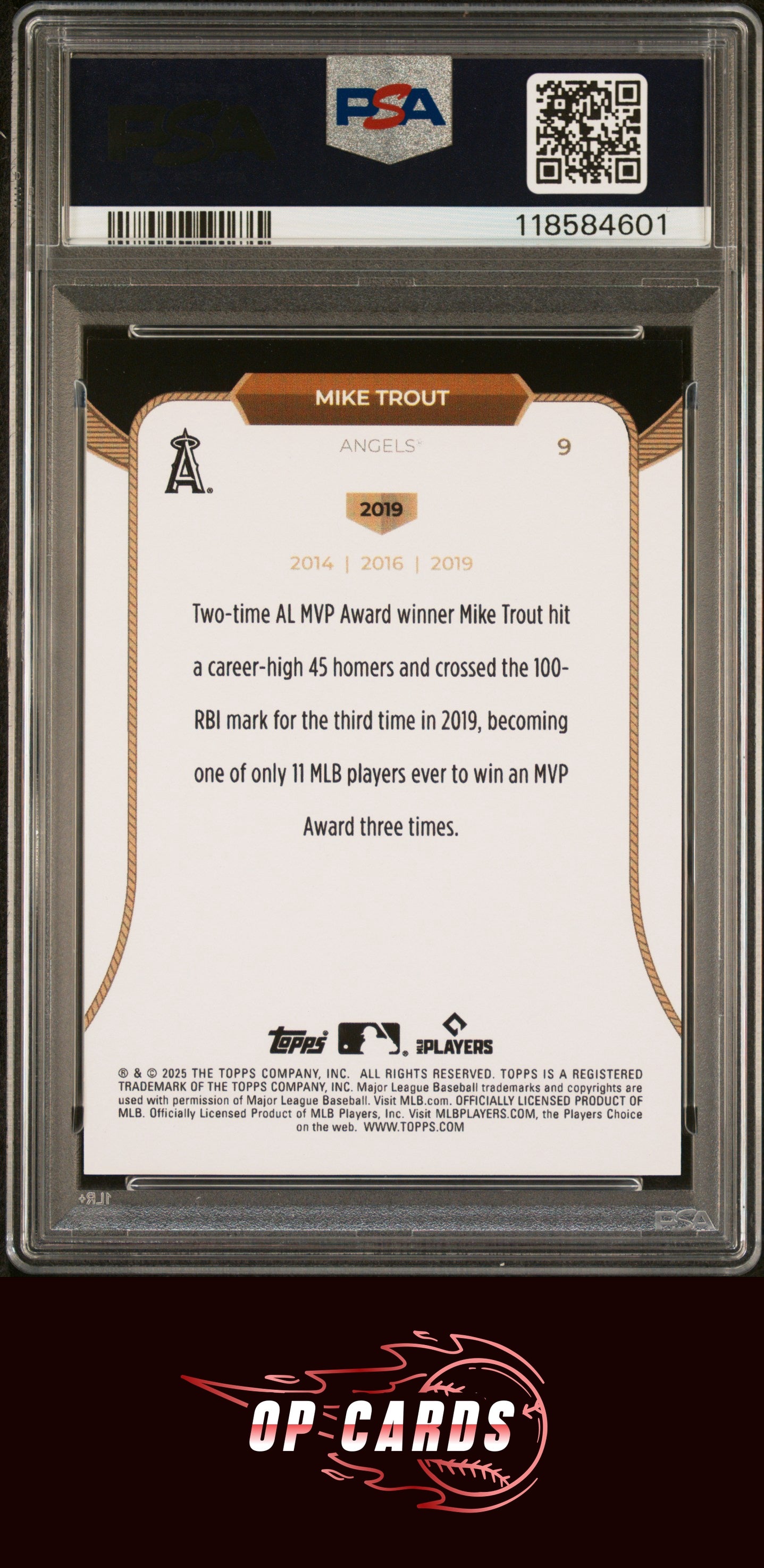 Mike Trout 2025 Topps Welcome To The Club 3x Mvp #9 Green Foil PSA 9