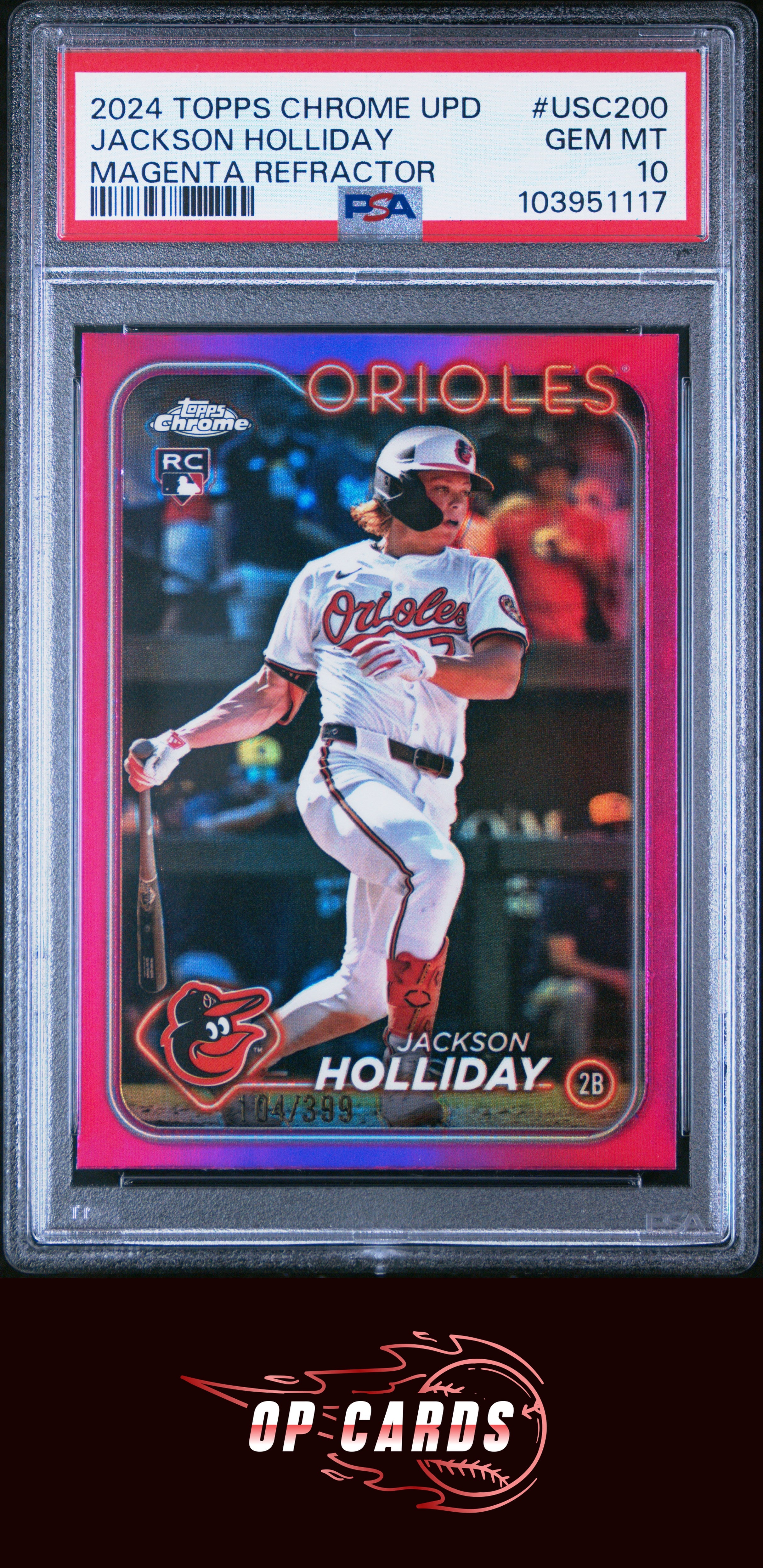 Jackson Holliday 2024 Topps Chrome Update #USC200 Magenta Refractor PSA 10