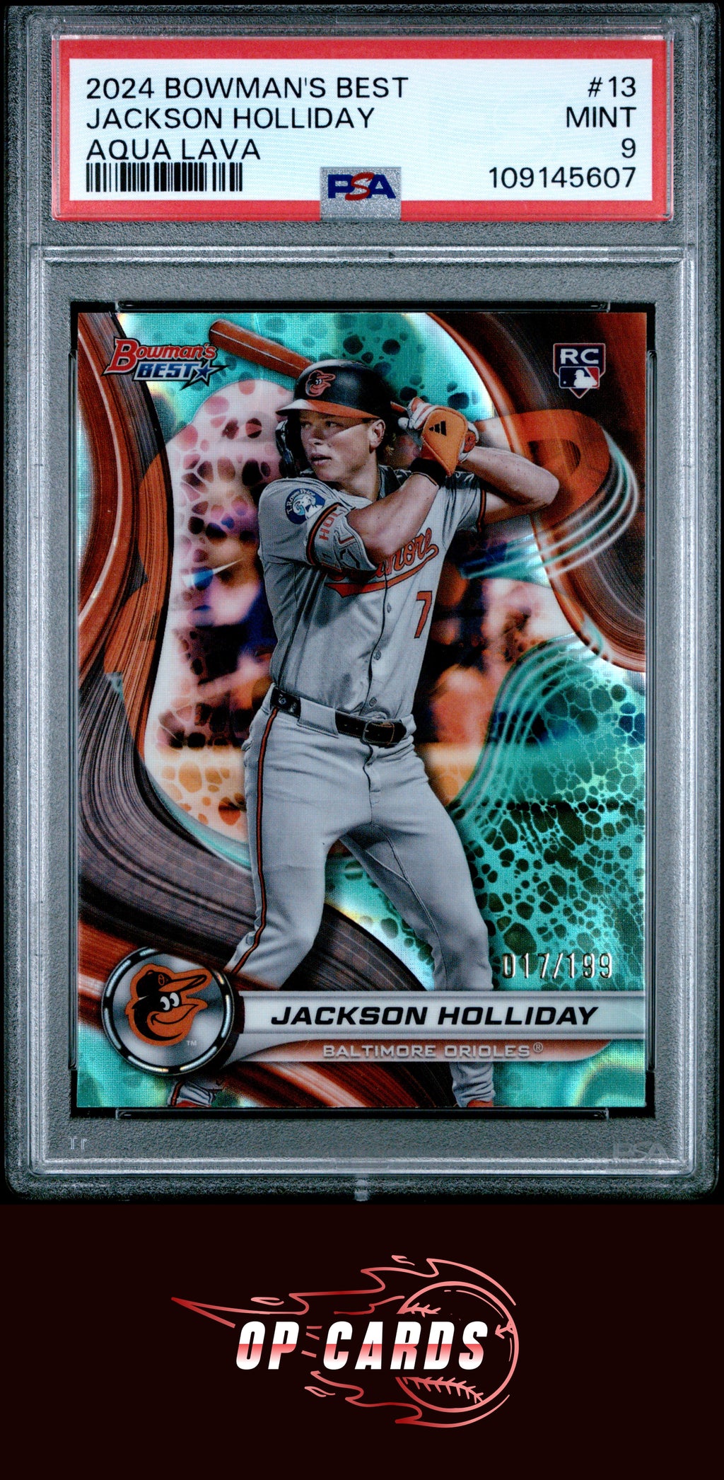 Jackson Holliday 2024 Bowman'S Best #13 Aqua Lava PSA 9