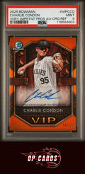 Charlie Condon 2025 Bowman Chrome VIP Autograph Orange Refractor /25 PSA 9