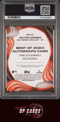 Colton Cowser 2024 Bowman's Best Autograph Green Refractor /99 PSA 10