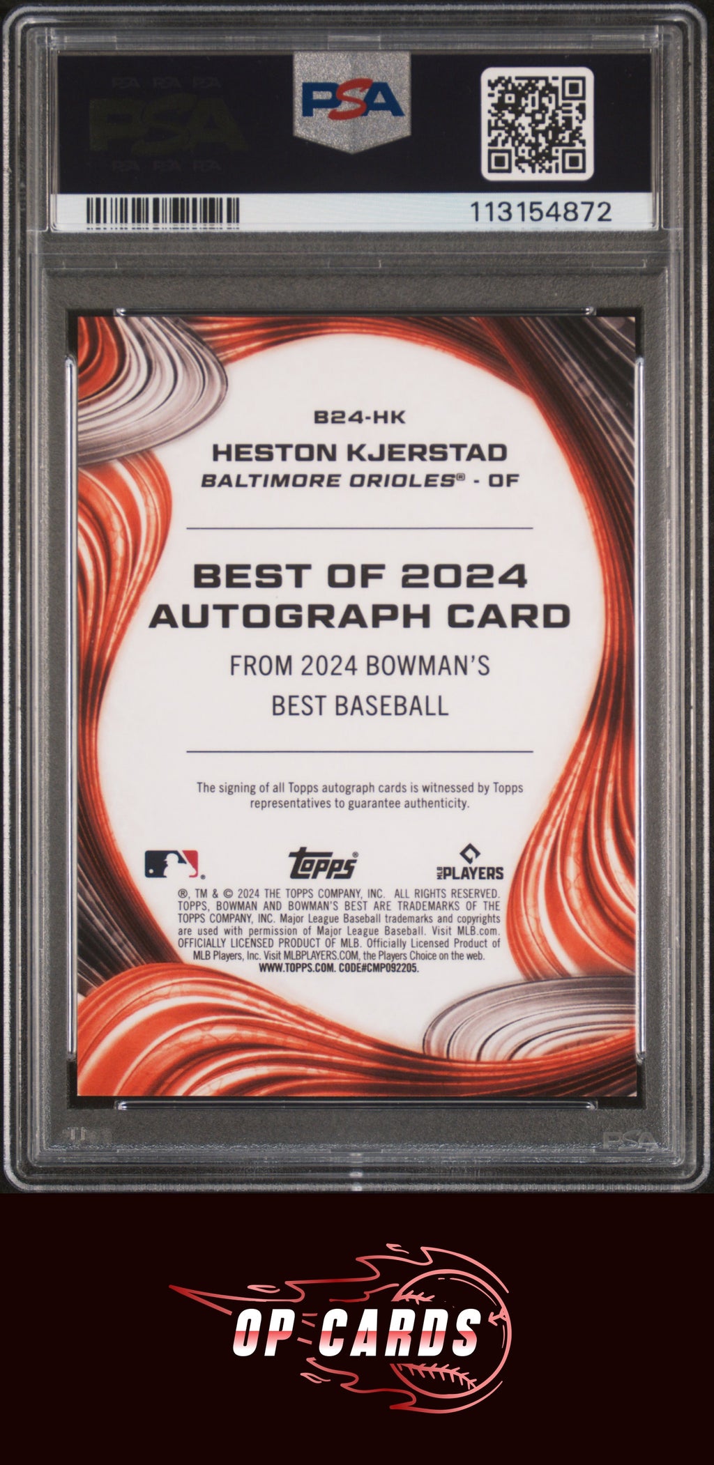 Heston Kjerstad 2024 Bowman's Best Autograph Blue Refractor /150 PSA 10