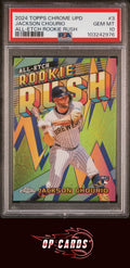 Jackson Chourio 2024 Topps Chrome Update Chrome All-Etch Rookie Rush #3 PSA 10
