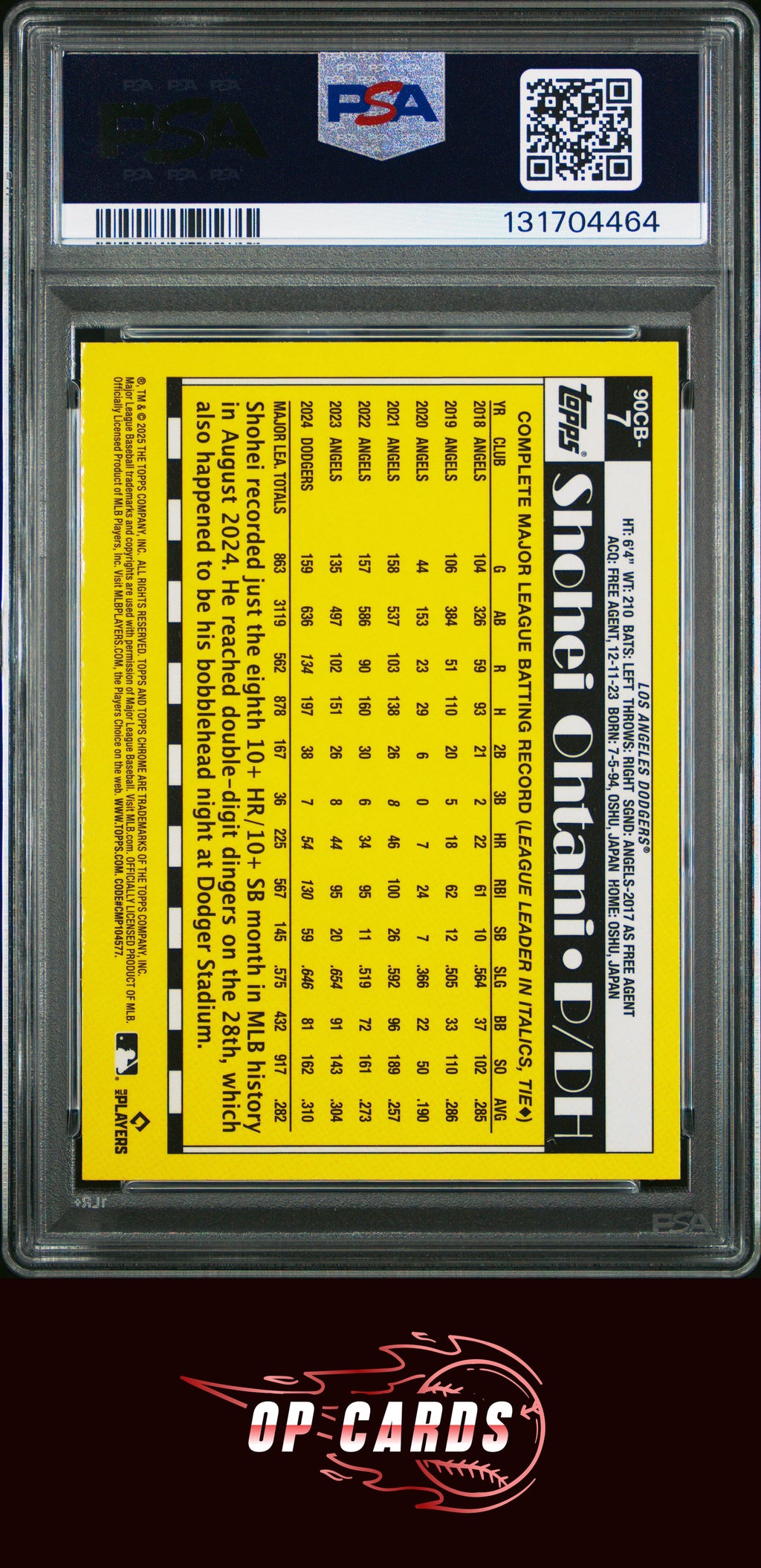 Shohei Ohtani 2025 Topps Chrome 1990 Topps #90CB7 PSA 10