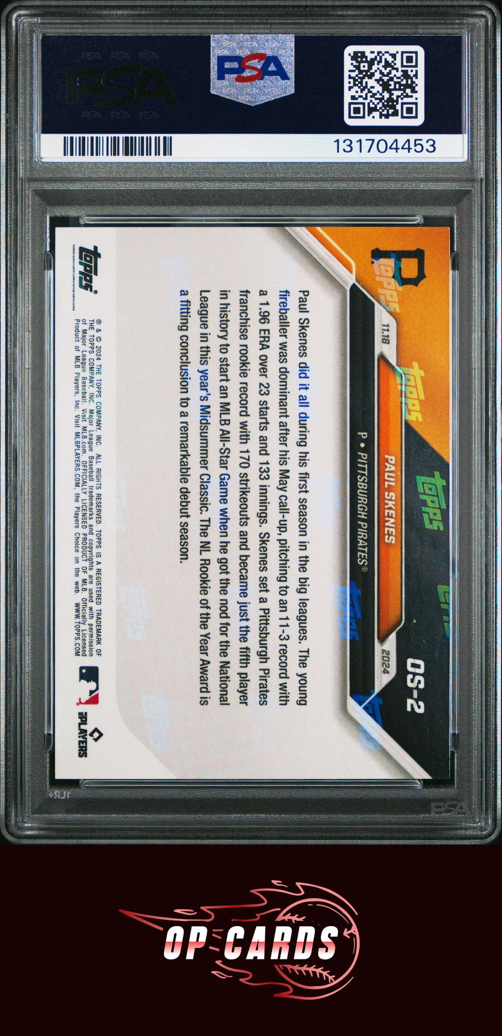 Paul Skenes 2024 Topps Now Rookie of The Year #OS2 PSA 10