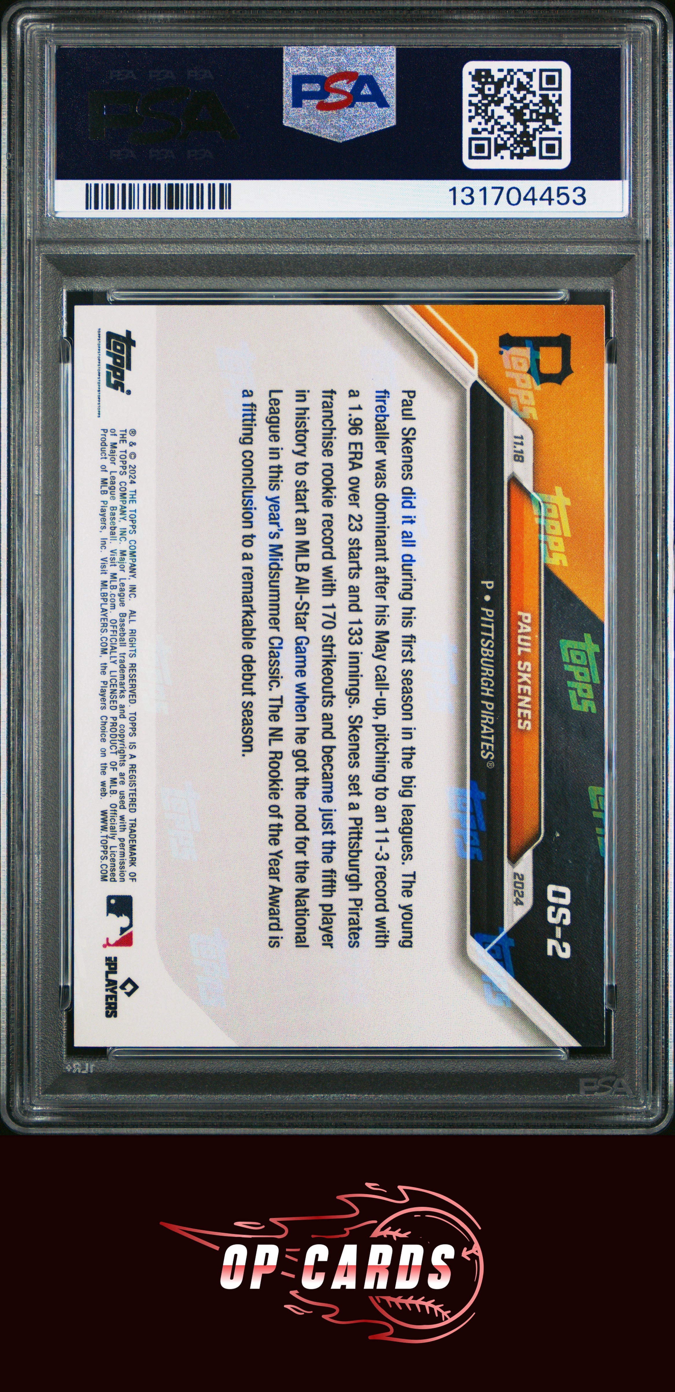 Paul Skenes 2024 Topps Now Rookie of The Year #OS2 PSA 10