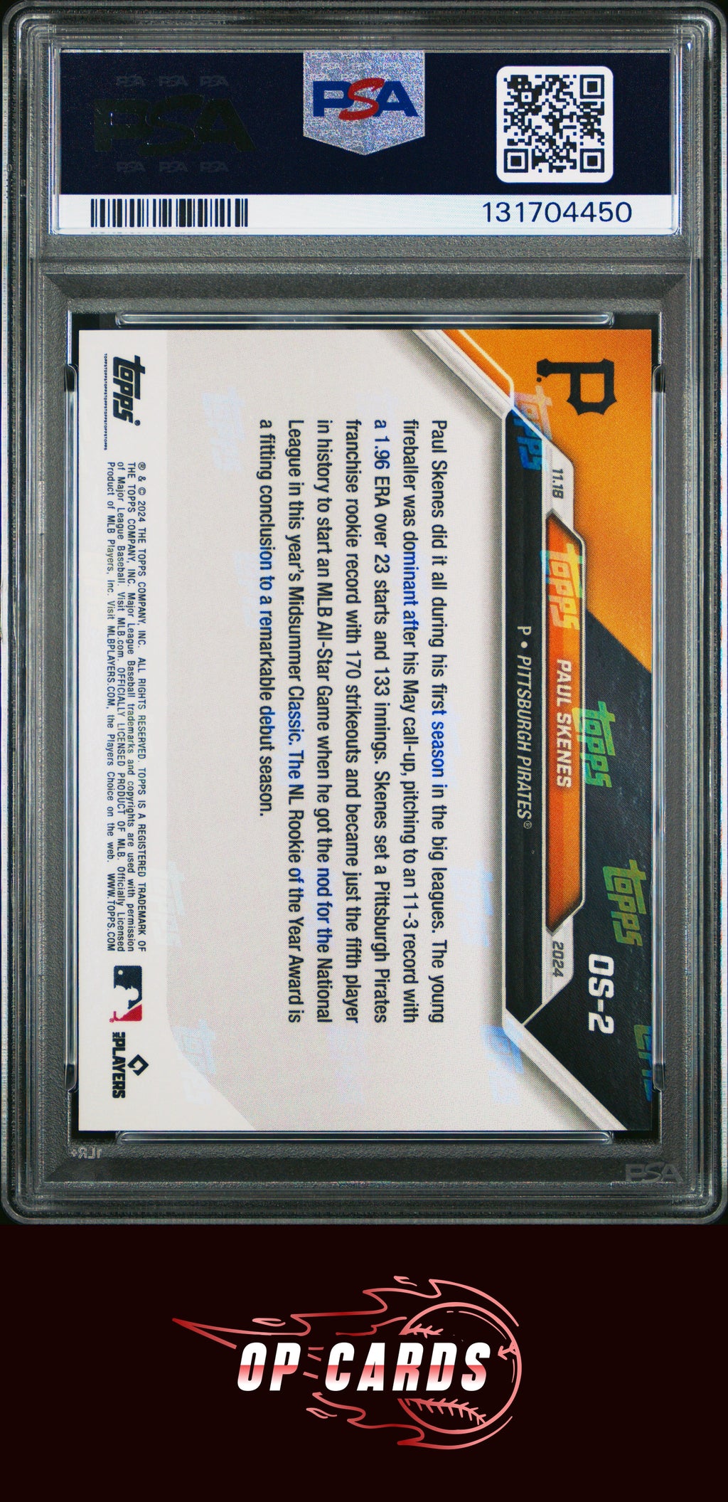 Paul Skenes 2024 Topps Now Offseason ROY #OS2 PSA 10
