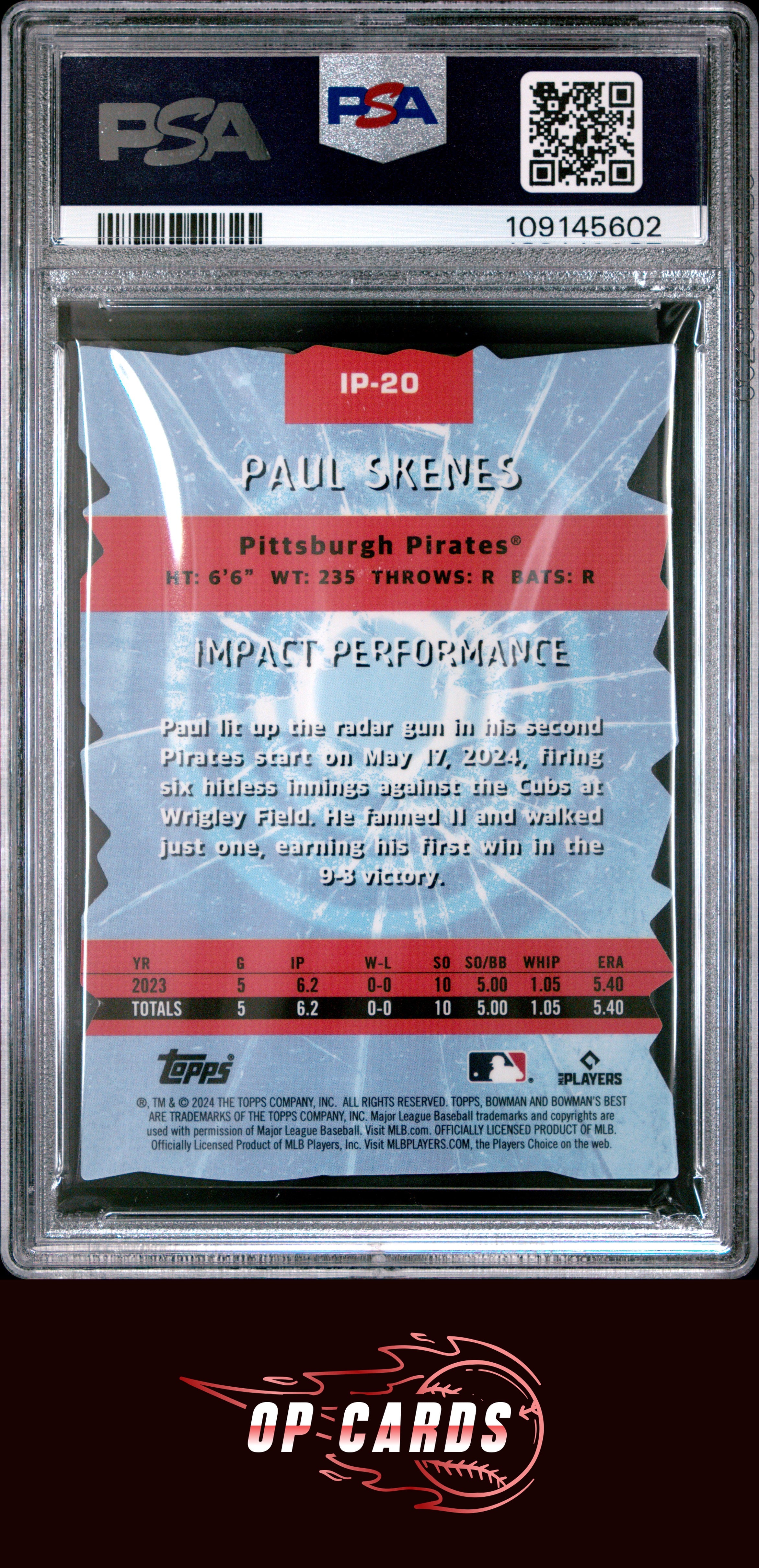 Paul Skenes 2024 Bowman'S Best Impact Players #IP20 PSA 9
