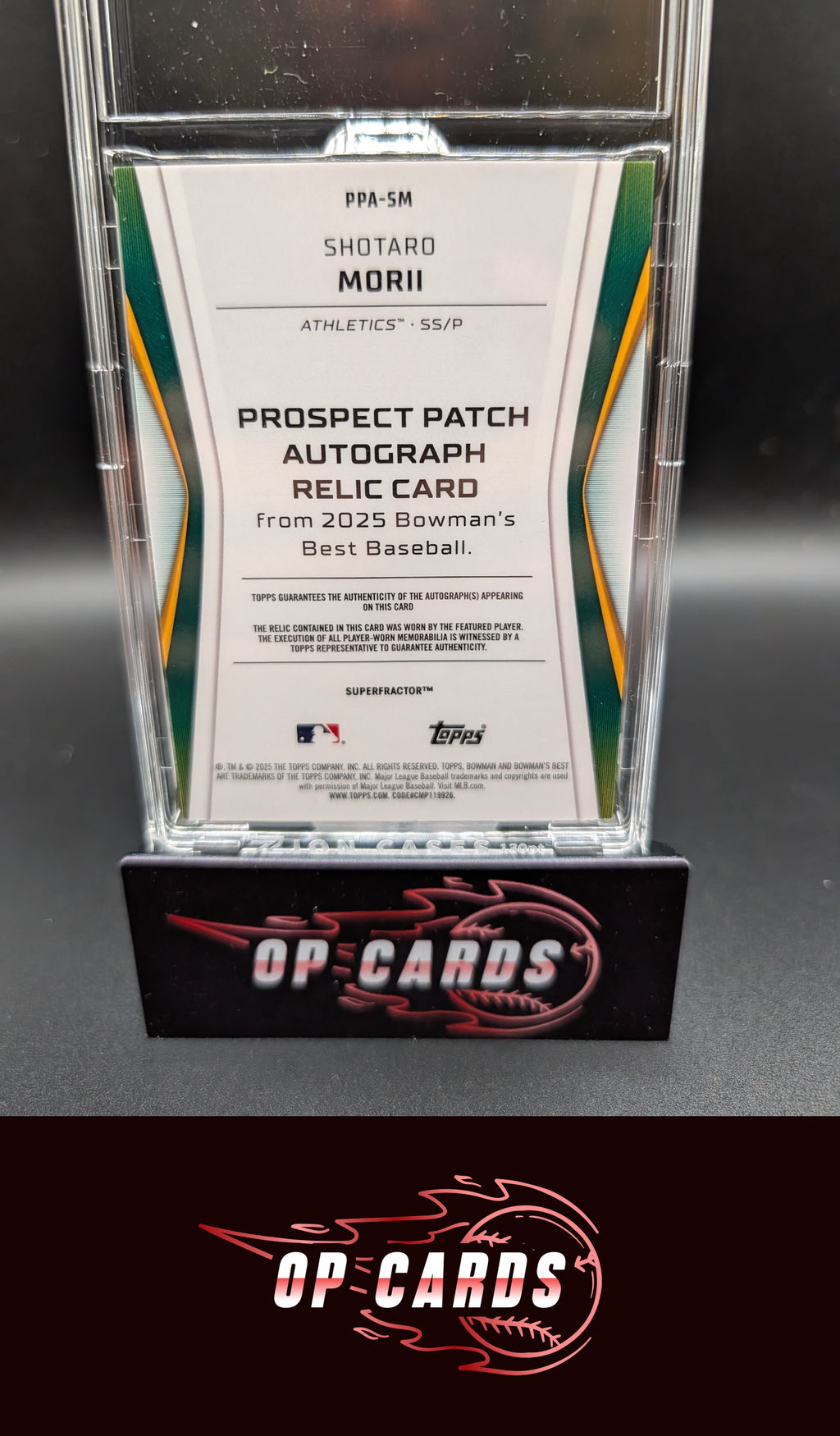 Shotaro Morii 2025 Bowman's Best Prospect Patch Autograph Superfractor 1/1