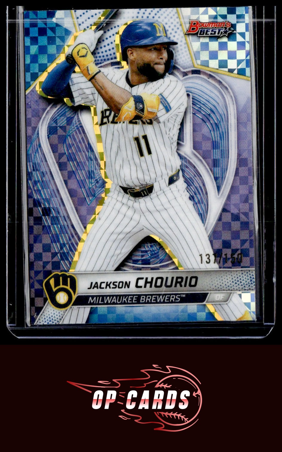 Jackson Chourio 2025 Bowman's Best #10 Blue X-Fractors #/150