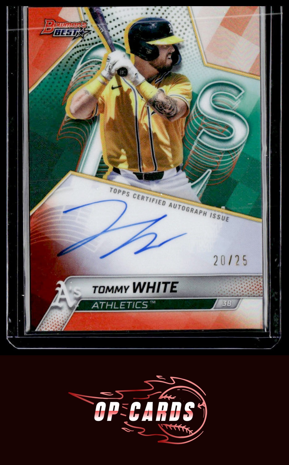 Tommy White 2025 Bowman's Best #B25-TWH Bowman Autograph Orange Refractor /25