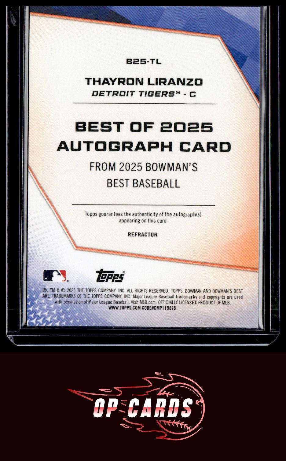 Thayron Liranzo 2025 Bowman's Best #B25-TL Best of 2025 Autographs Refractors