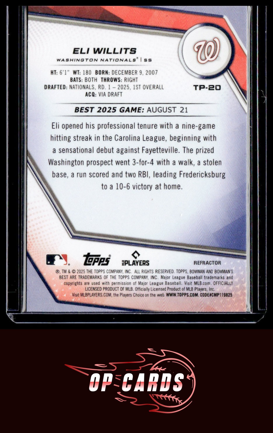Eli Willits 2025 Bowman's Best #TP-20 Refractors