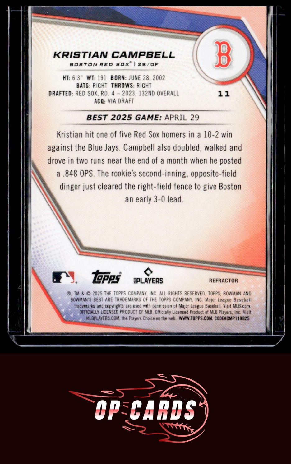 Kristian Campbell 2025 Bowman's Best #11 Refractors