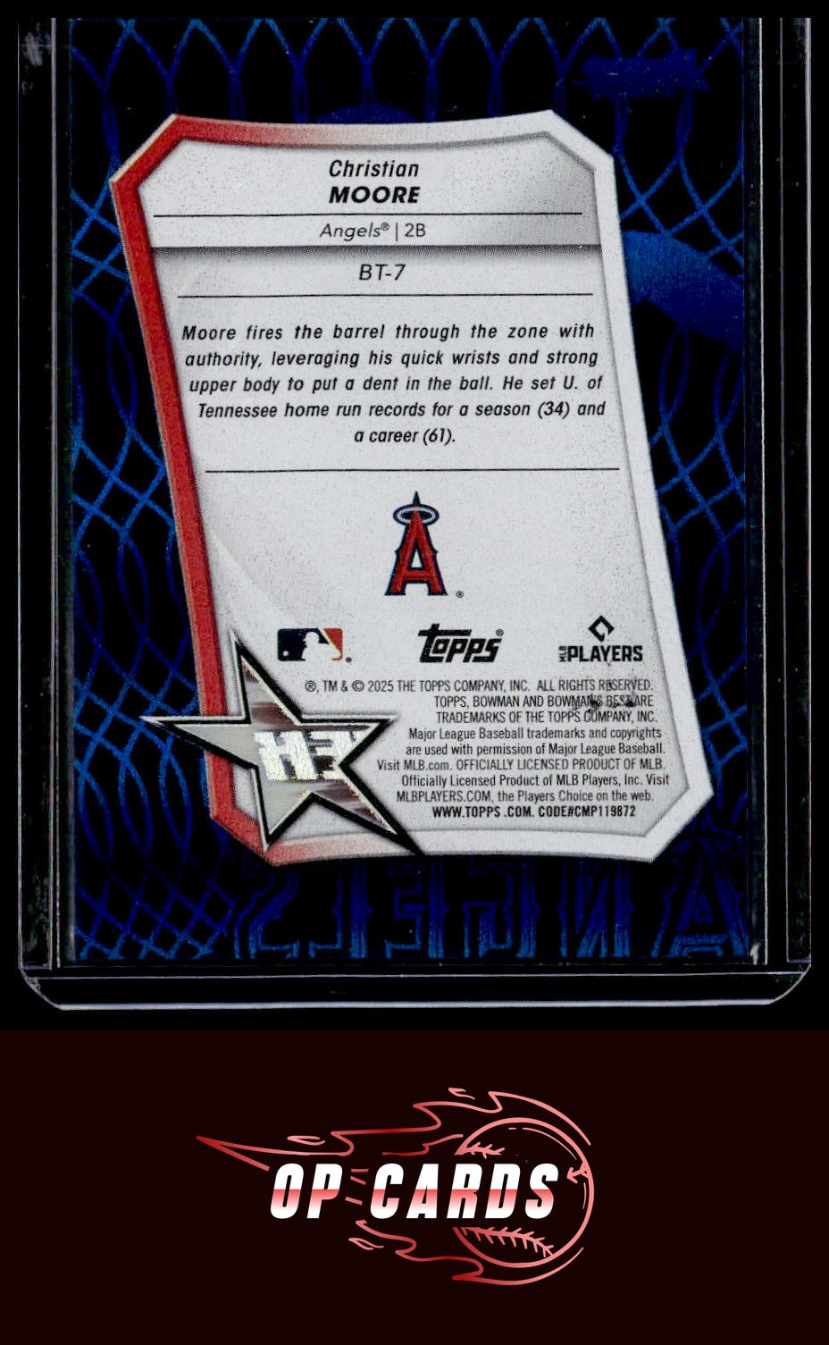 Christian Moore 2025 Bowman's Best #BT-7 Best Tek Blue #/75