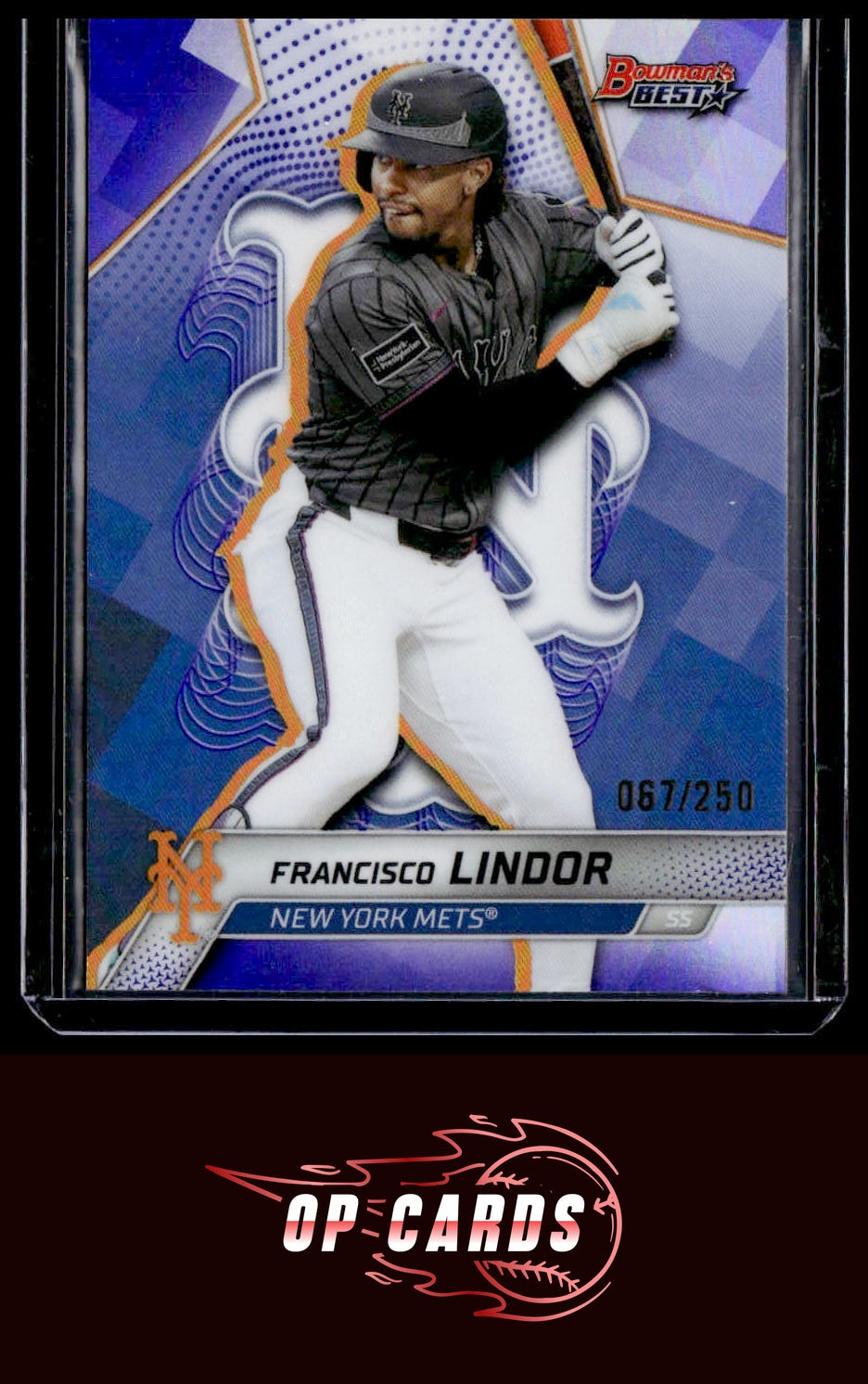 Francisco Lindor 2025 Bowman's Best #58 Purple Refractors #/250