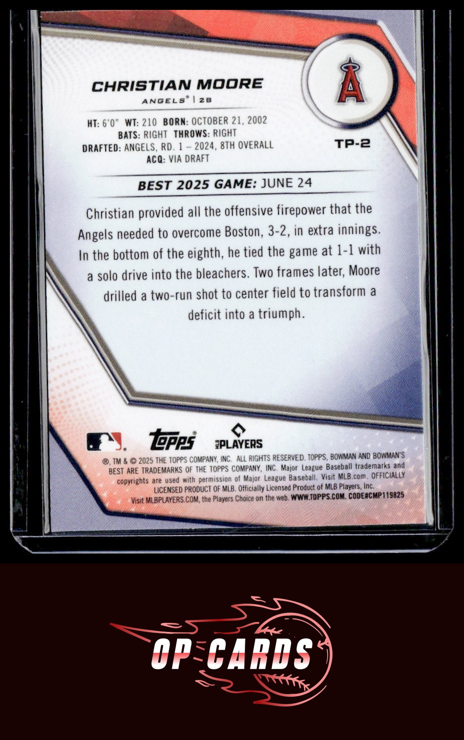 Christian Moore 2025 Bowman's Best #TP-2 Aqua Lava Refractors #/199