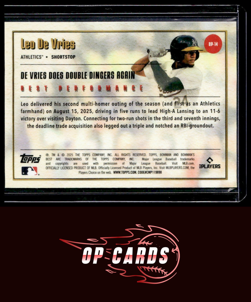 Leo De Vries 2025 Bowman's Best #BP-14 Best Performance