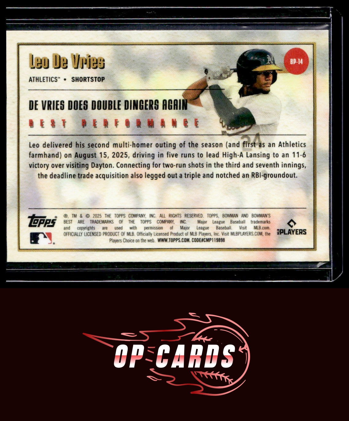 Leo De Vries 2025 Bowman's Best #BP-14 Best Performance