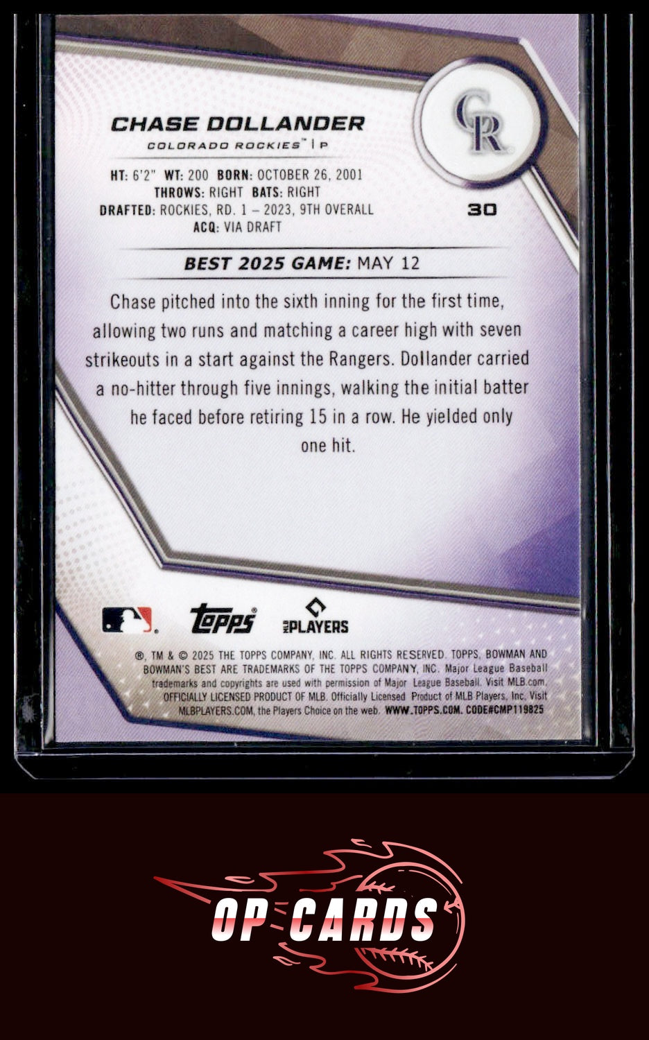 Chase Dollander 2025 Bowman's Best #30 Wave Refractors