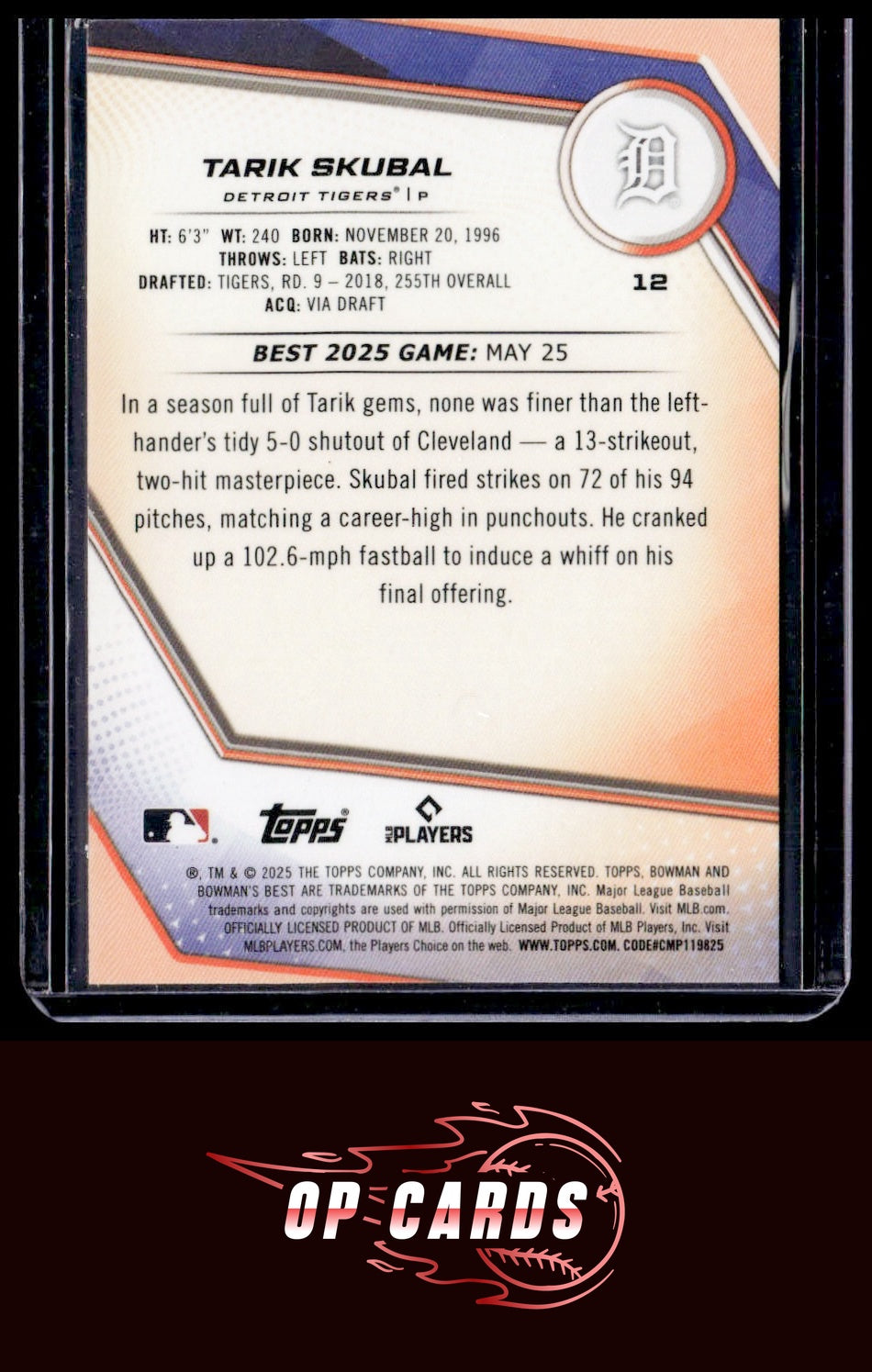 Tarik Skubal 2025 Bowman's Best #12 Green Mini-Diamond Refractors #/99