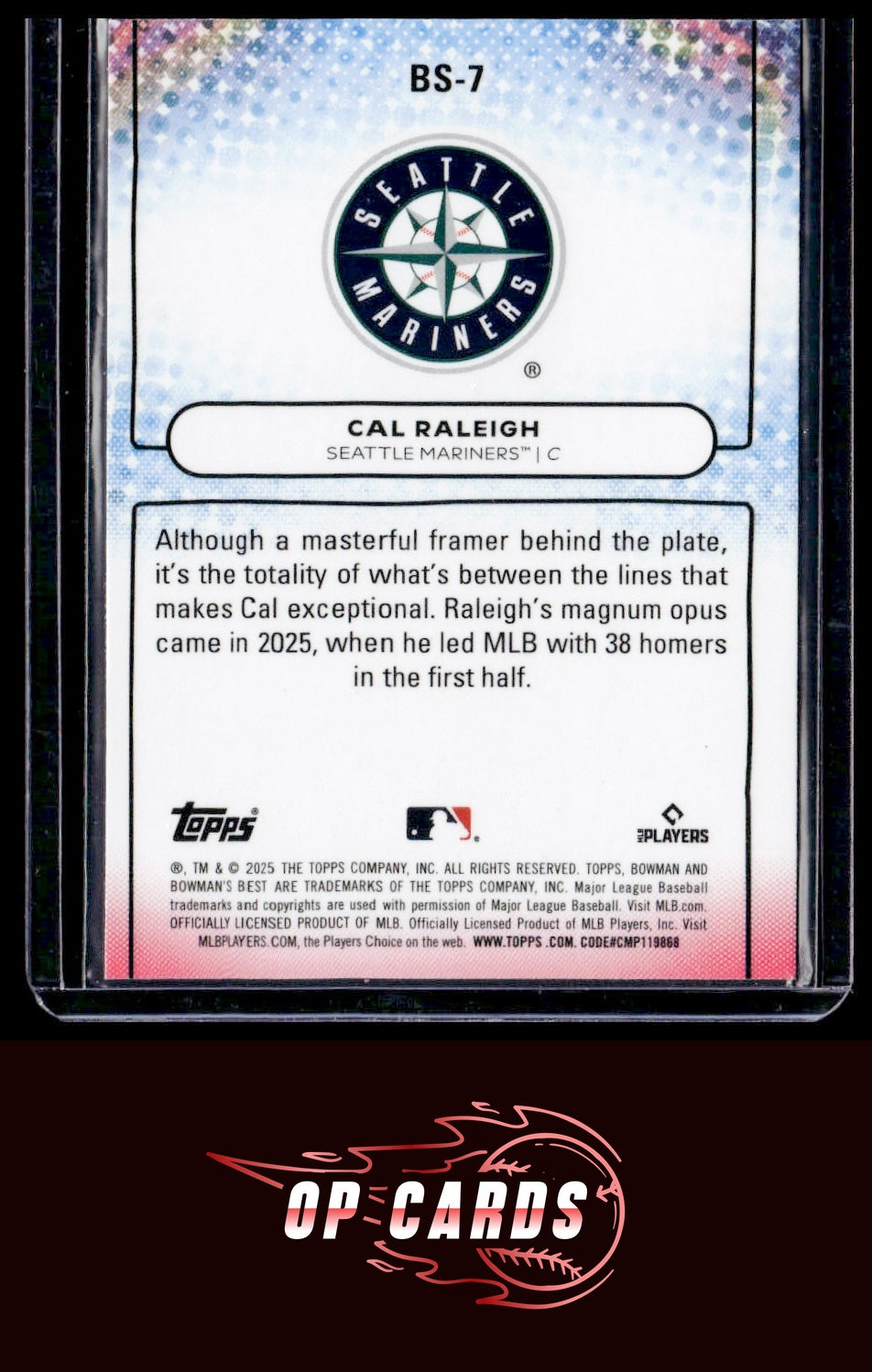 Cal Raleigh 2025 Bowman's Best #BS-7 Bowman Showpieces