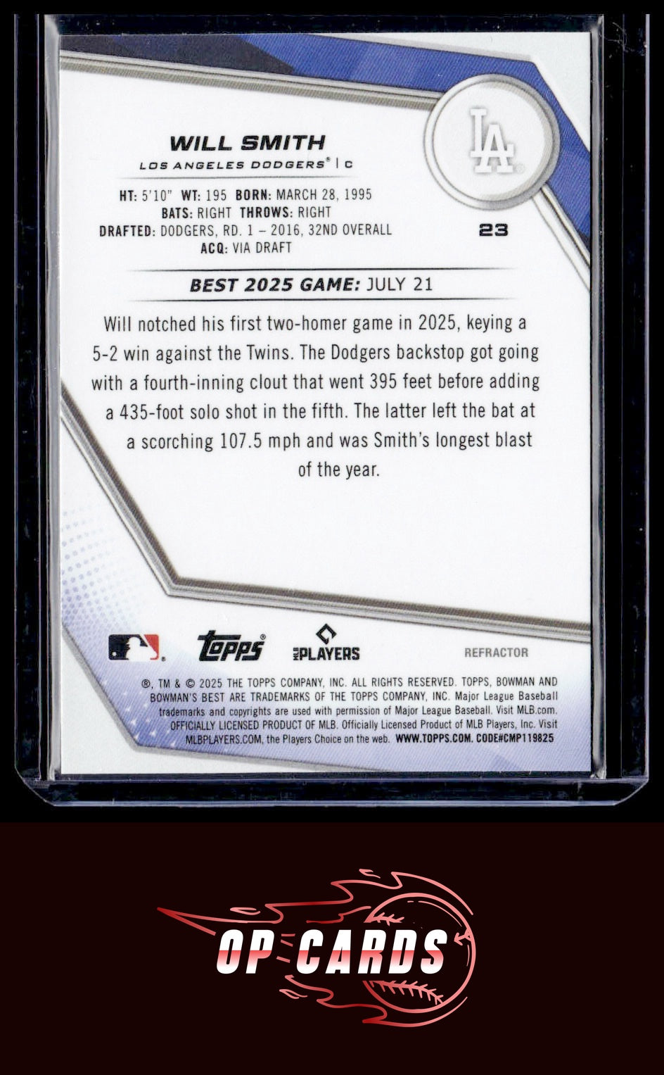 Will Smith 2025 Bowman's Best #23 Refractors
