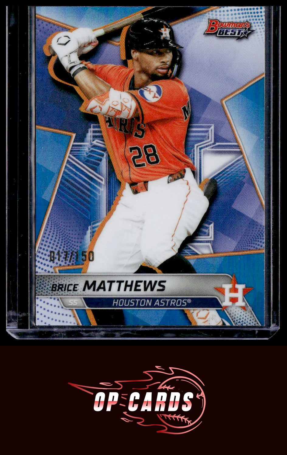 Brice Matthews 2025 Bowman's Best #TP-18 Blue Refractors #/150