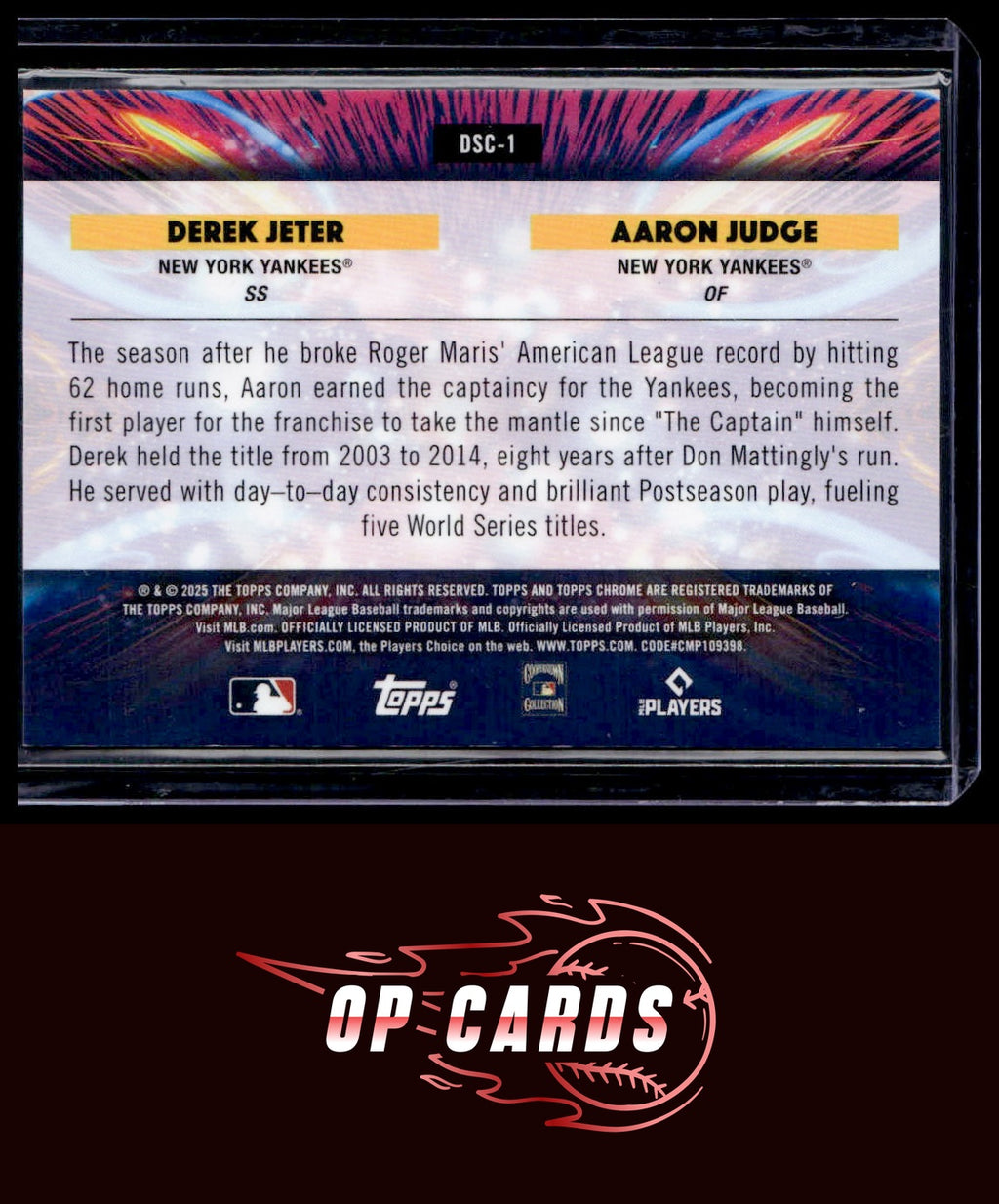 Derek Jeter Aaron Judge 2025 Topps Cosmic Dual Star Clusters Green Refractor /75