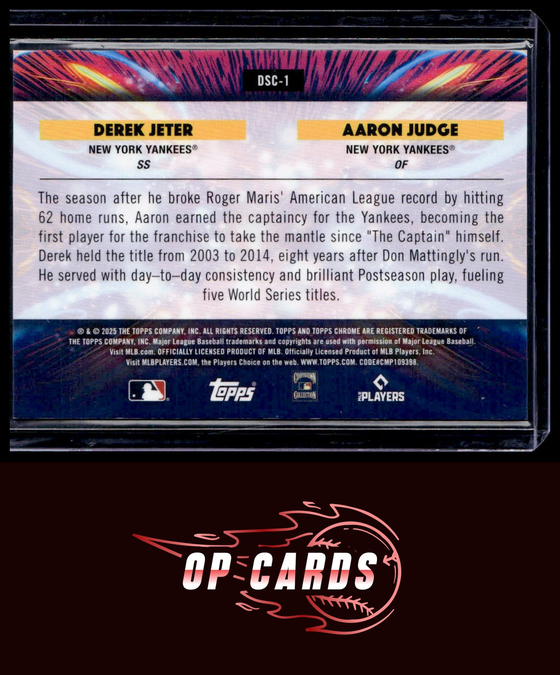 Derek Jeter Aaron Judge 2025 Topps Cosmic Dual Star Clusters Green Refractor /75