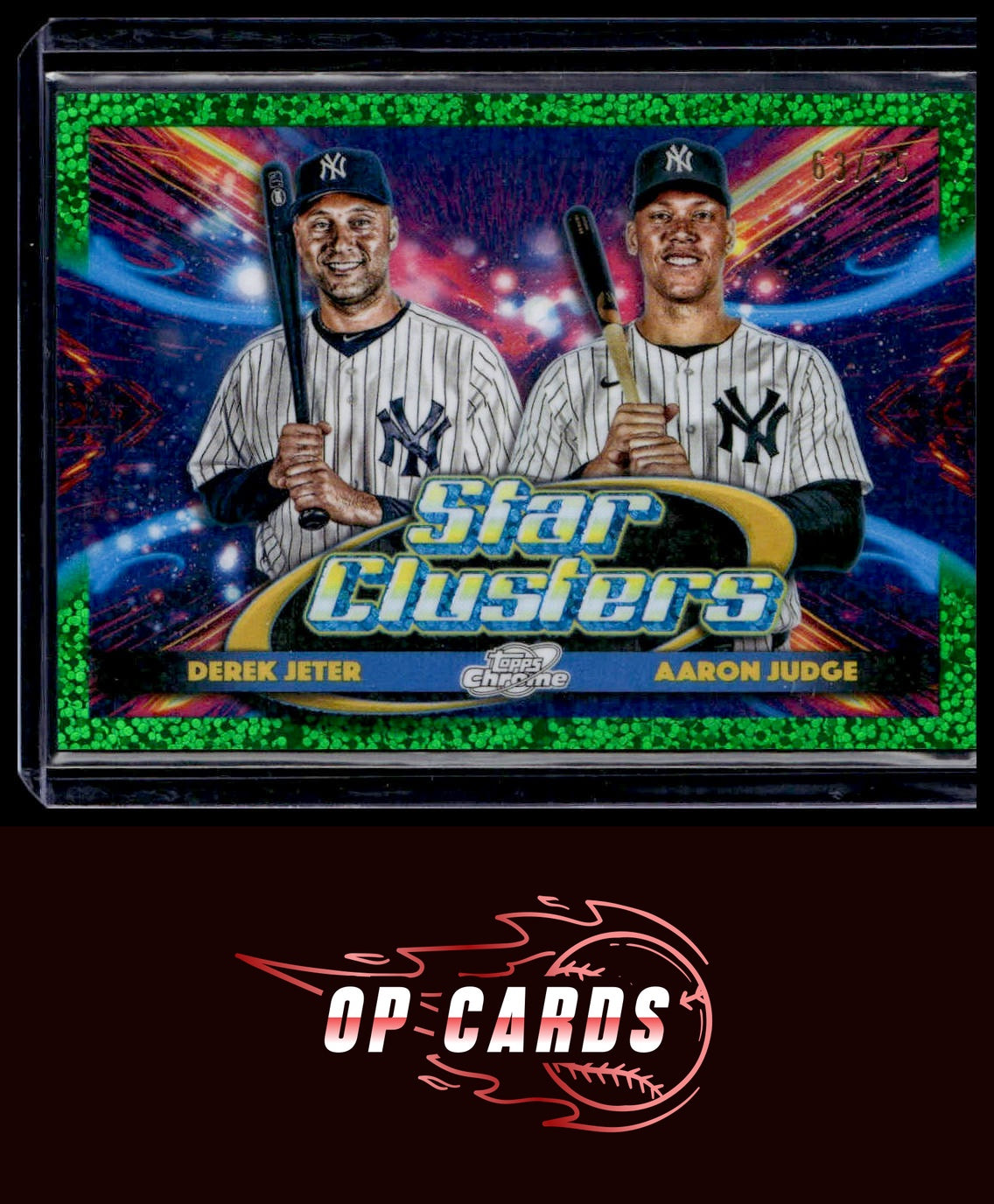 Derek Jeter Aaron Judge 2025 Topps Cosmic Dual Star Clusters Green Refractor /75