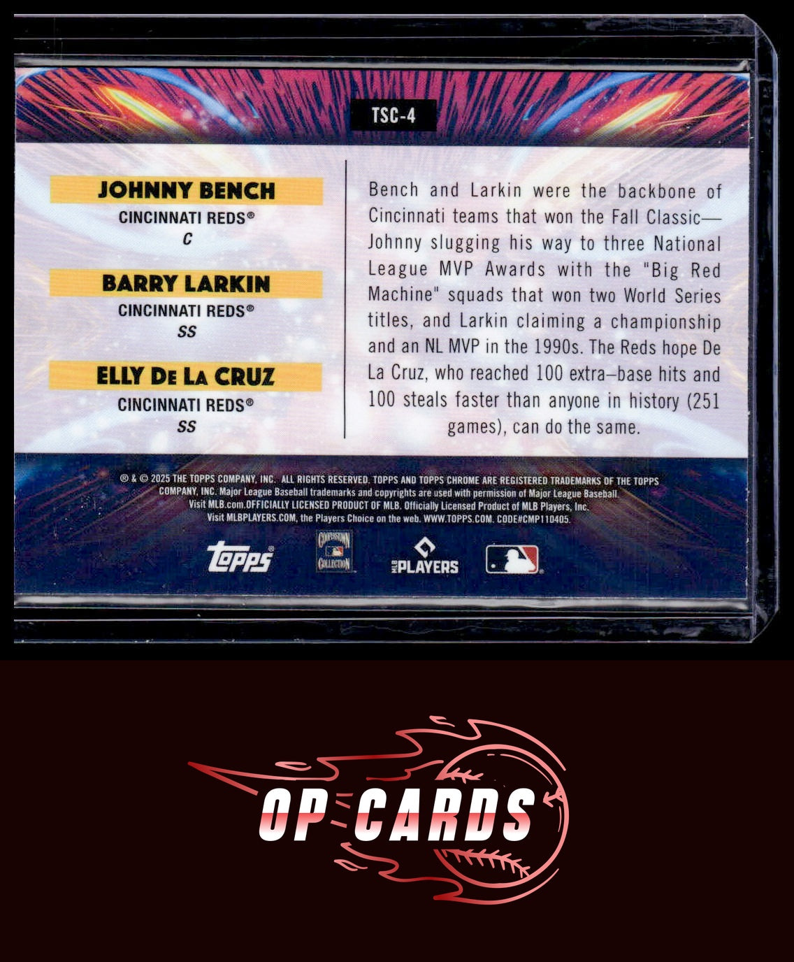 Elly De La Cruz Johnny Bench Barry Larkin 2025 Topps Cosmic Triple Star Clusters