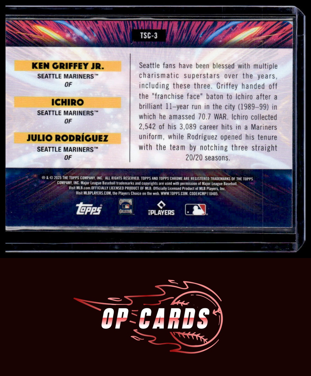 Ken Griffey Jr. Ichiro Julio Rodríguez 2025 Topps Cosmic Triple Star Clusters