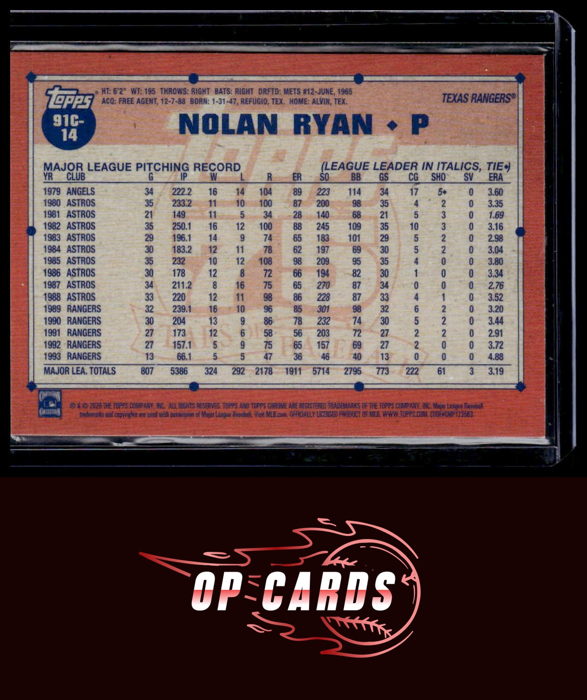 Nolan Ryan 2026 Topps #91C-14 1991 Chrome Refractor (Series One)