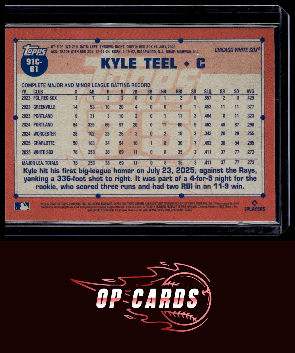 Kyle Teel 2026 Topps #91C-61 1991 Anniversary Chrome (Series One)
