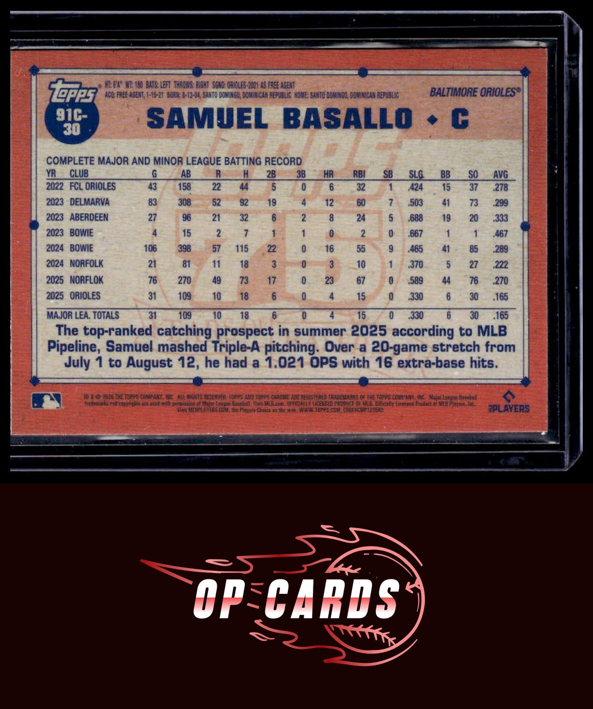 Samuel Basallo 2026 Topps #91C-30 1991 35th Anniversary Chrome (Series One)